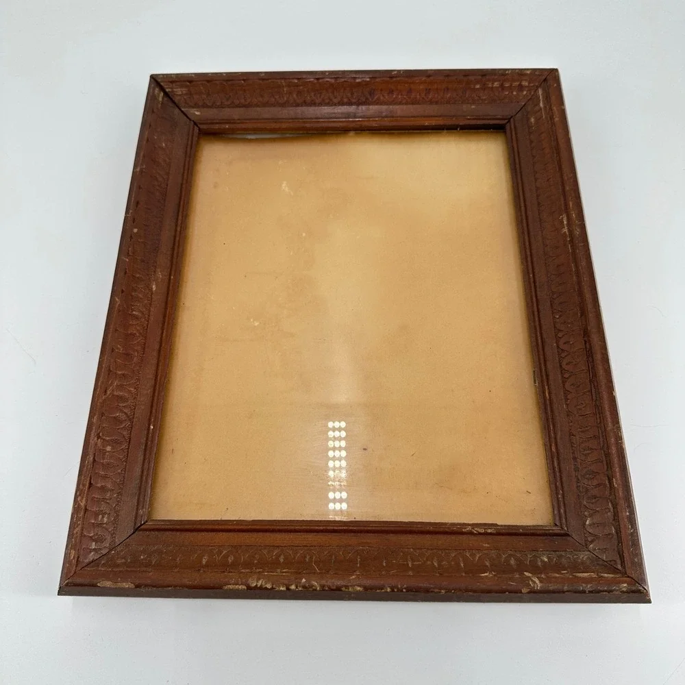 Vintage Ornate Dark Brown Wood 8x10 Picture Frame with Embossed Pattern
